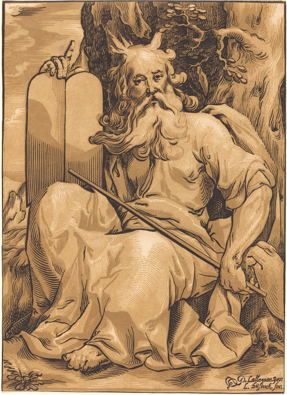 Mojžíš s deskami zákona od Ludwig Büsinck after Georges Lallemand