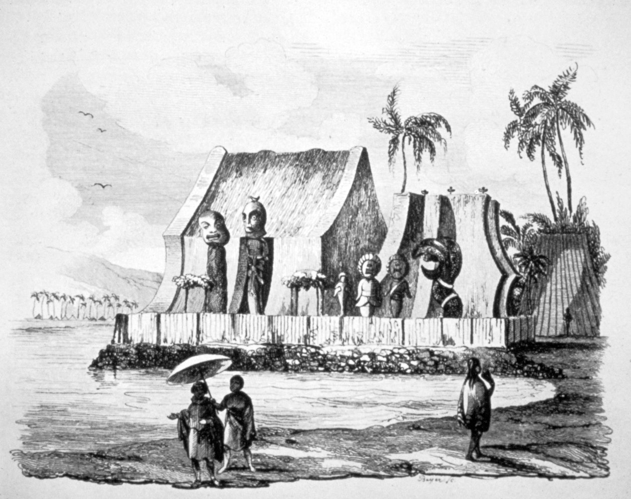 Chrám králů v zálivu Tiritatea, c1746-1830 od Ludwig Choris