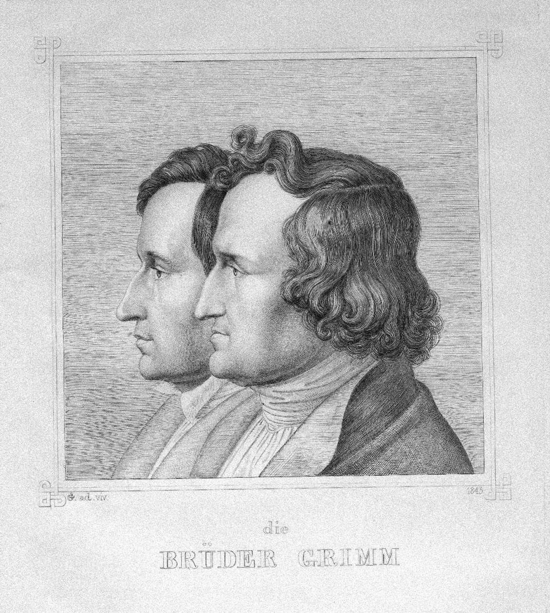 Jacob a Wilhelm Grimmovi, 1843 od Ludwig Emil Grimm