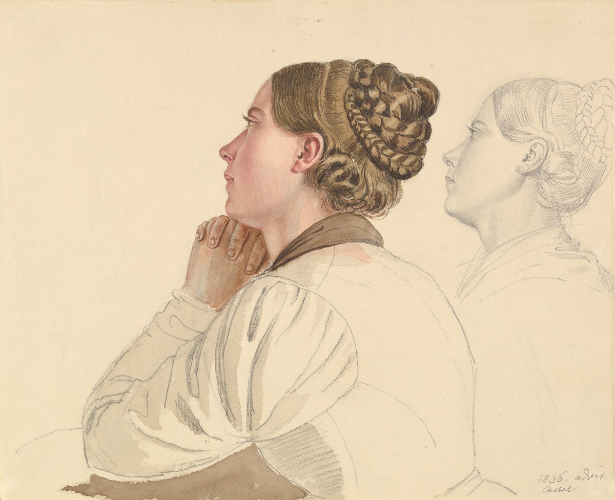 Studie modlící se ženy, počátek až polovina 19. století. od Ludwig Emil Grimm