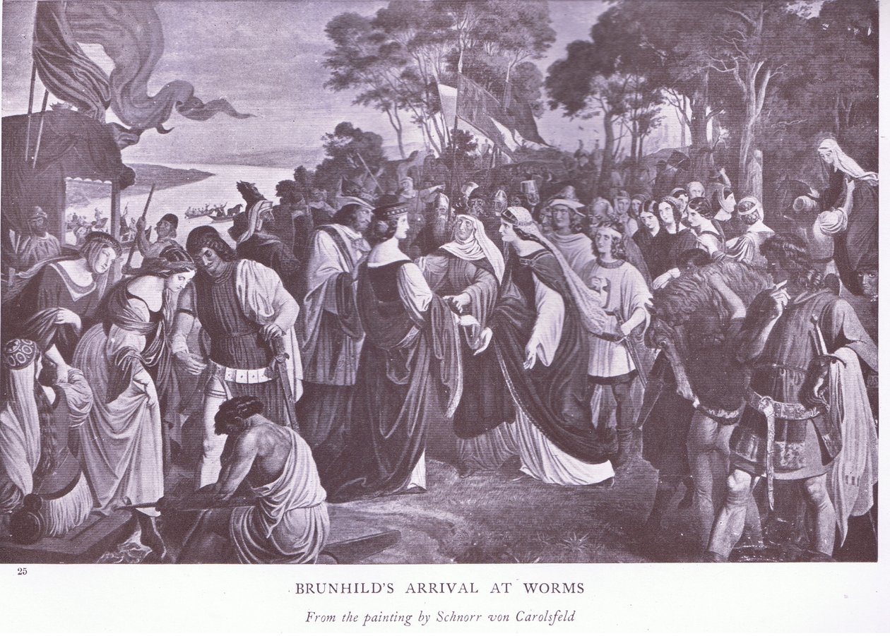 Příjezd Brunhild do Worms, 20. léta 20. století od Ludwig Ferdinand Schnorr von Carolsfeld