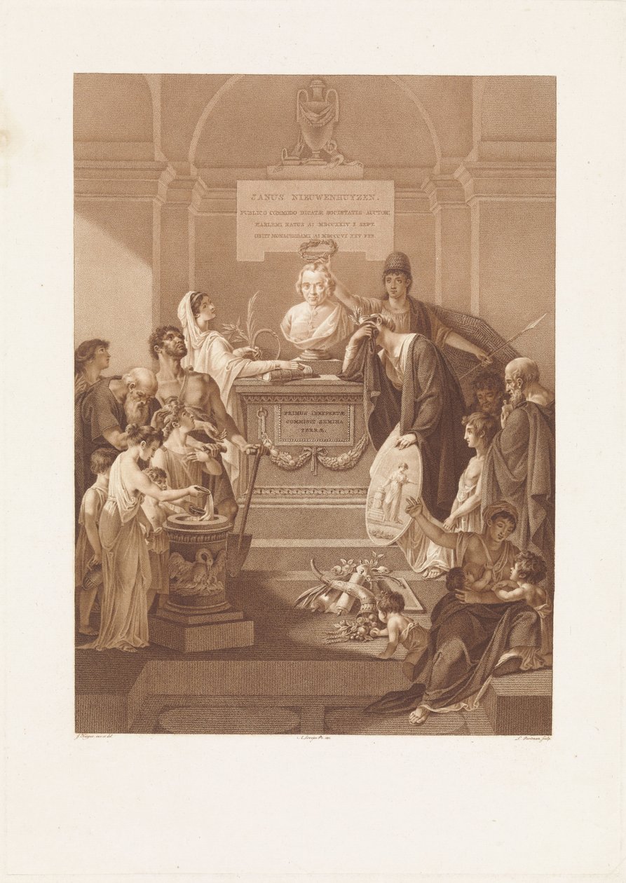 Alegorický výjev s pamětním kamenem pro Jana Nieuwenhuyzena, zemřelého v roce 1806 od Ludwig Gottlieb Portman