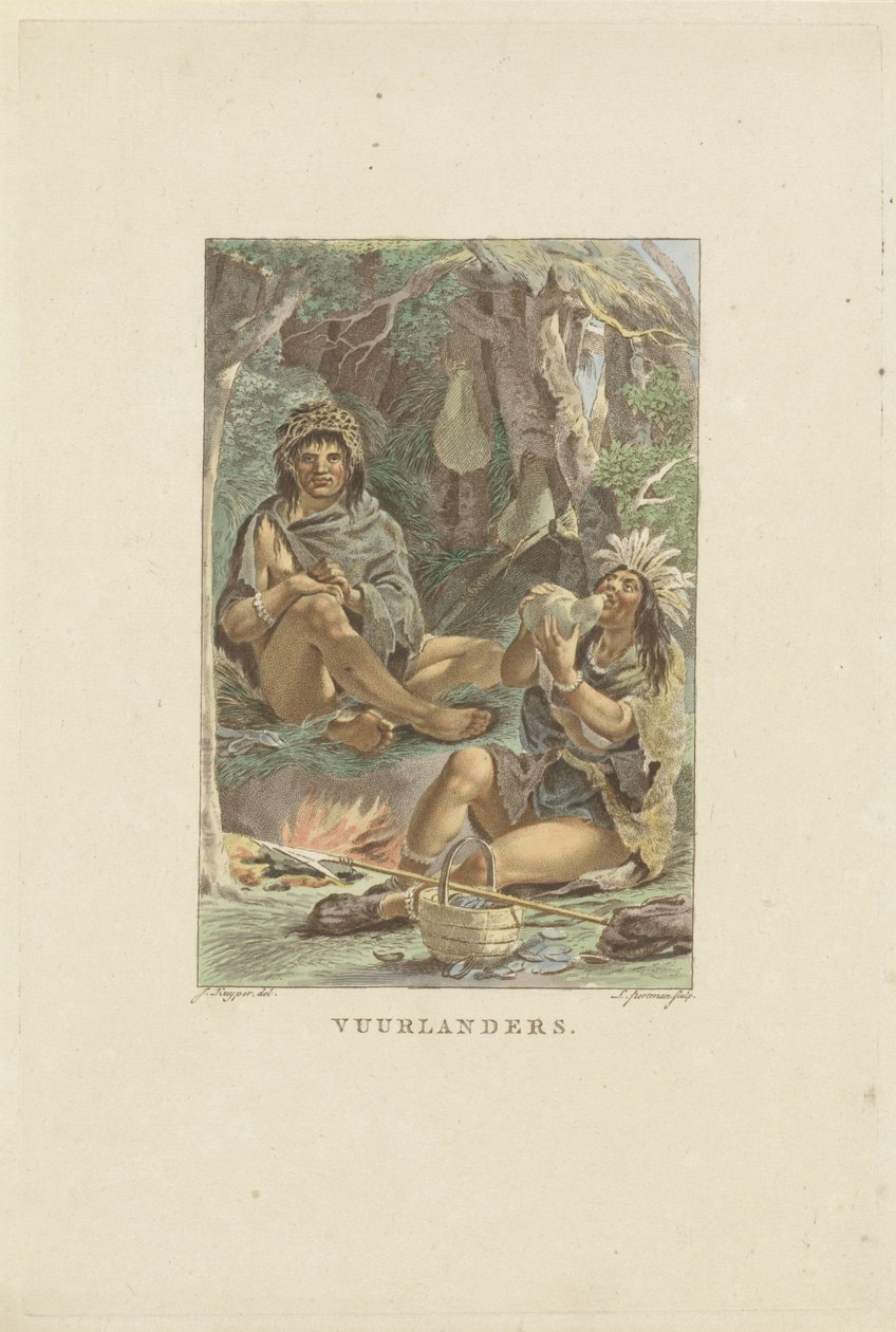 Obyvatelé Firelandu Fuegians (titul na objektu) od Ludwig Gottlieb Portman
