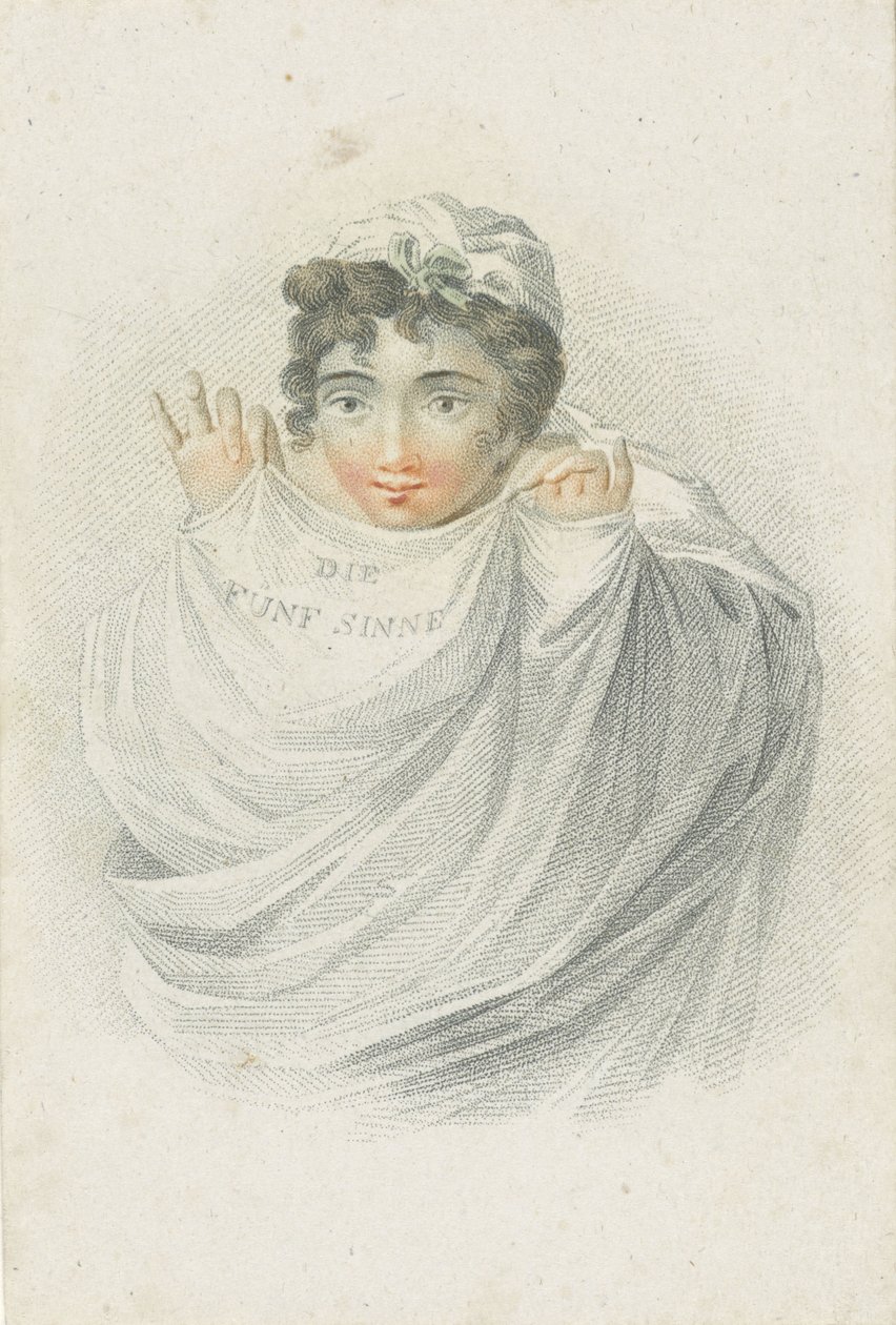 Ženská postava v závěsu Pět smyslů reprezentovaných ženskými postavami (název série) Die Funf Sinne (název série na objektu) od Ludwig Gottlieb Portman