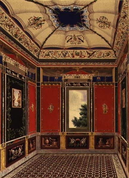 Pompejský pokoj namalovaný Augustinem Agliem (1777-1857) z 