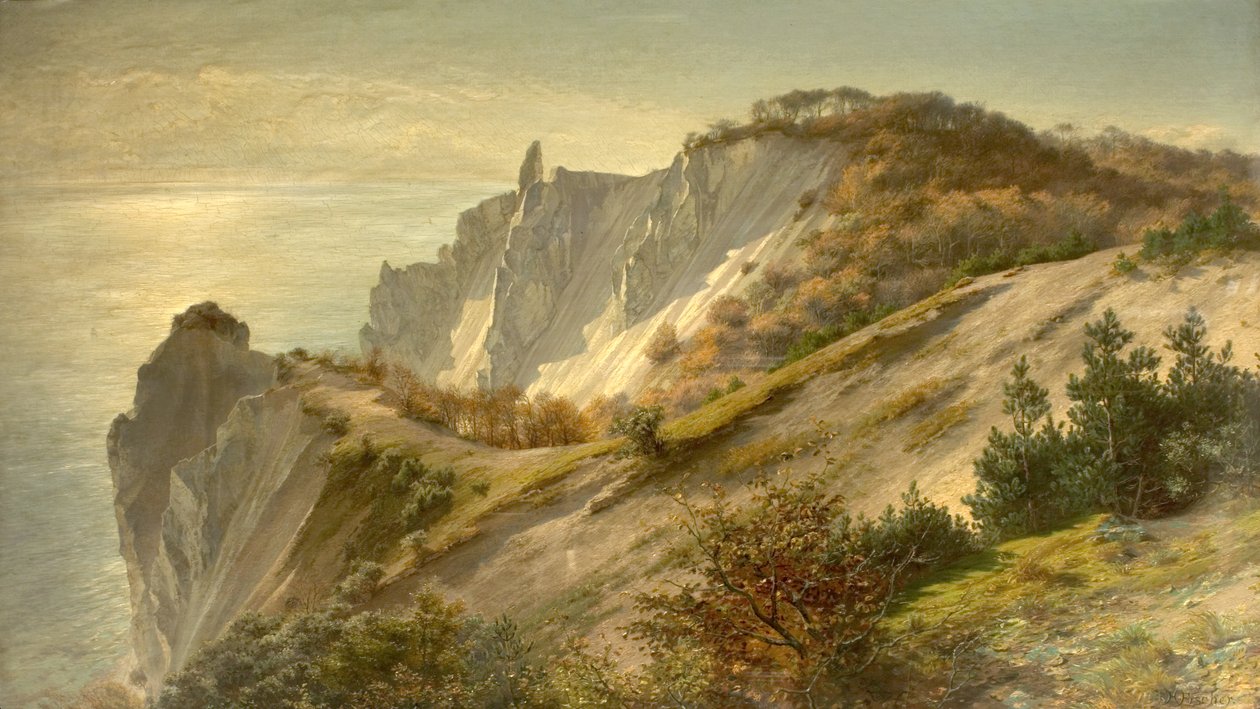 Podzimní pohledy na Mons Cliff, Dánsko, 1882 od Ludwig Hans Fischer