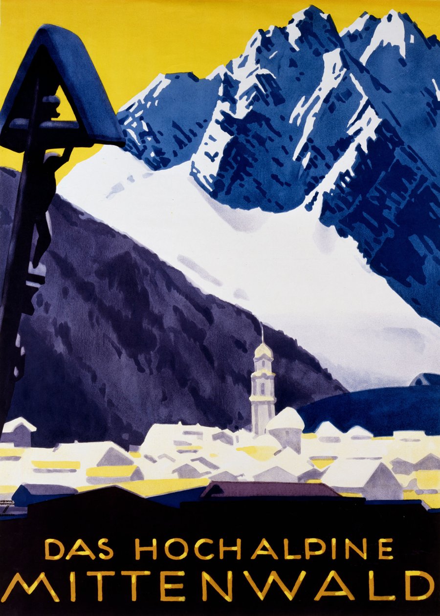 Vysokoalpský Mittenwald, ca. 1930 od Ludwig Hohlwein