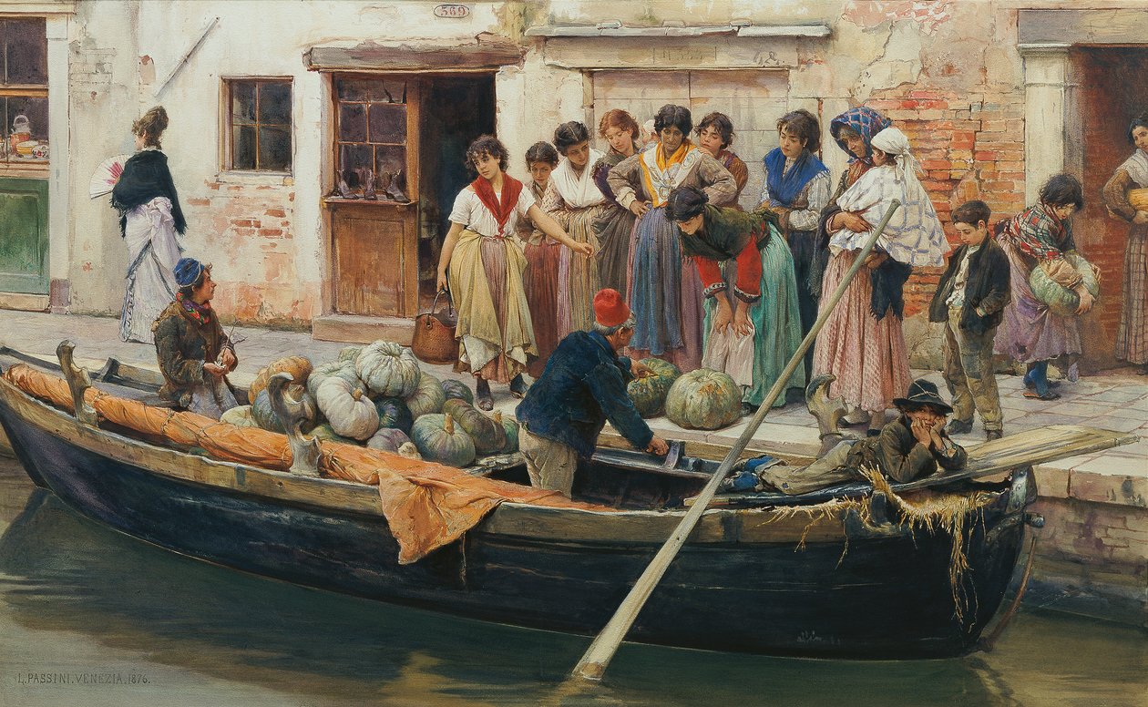 Prodejce dýní v Chioggia od Ludwig Johann Passini