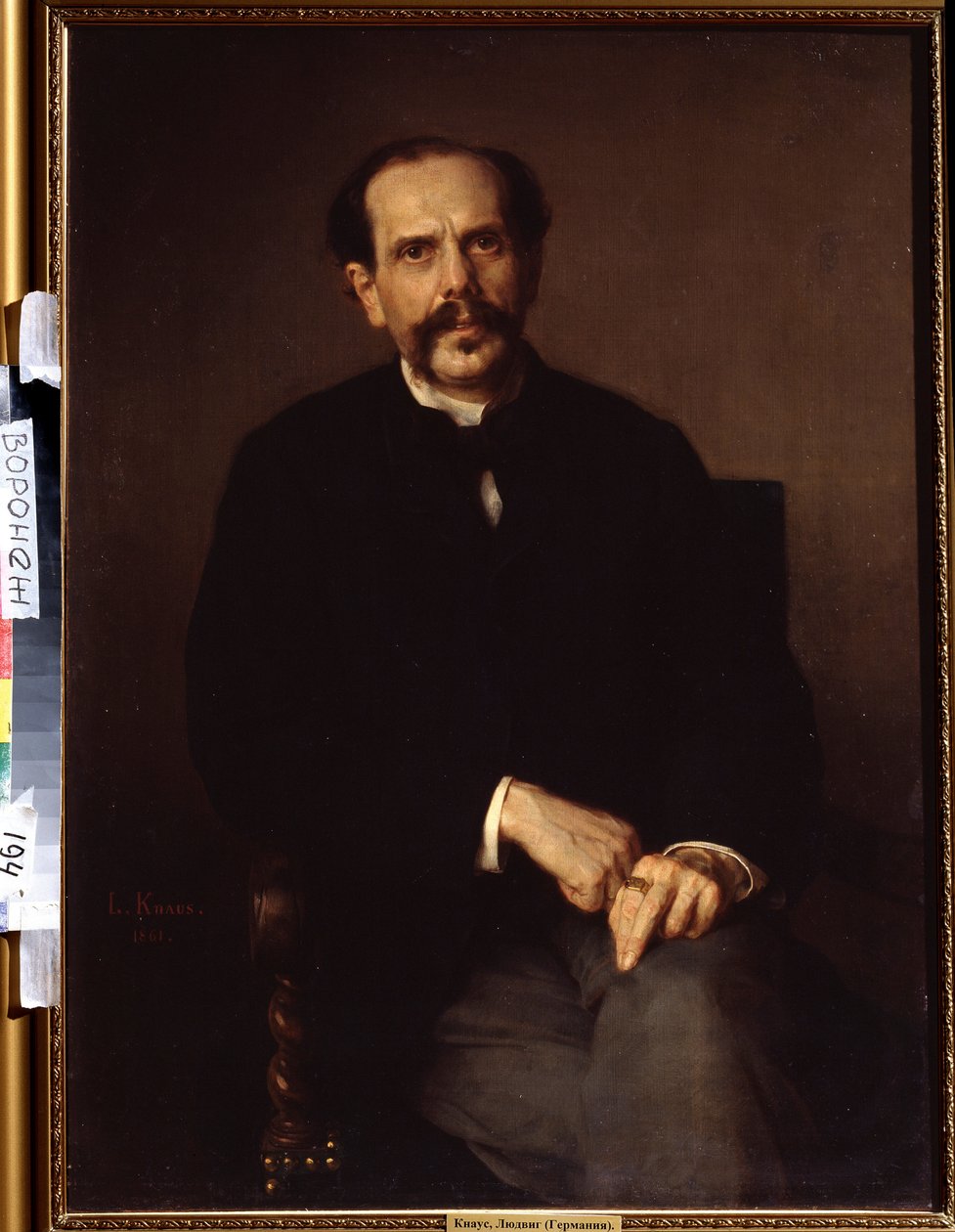 ""Portrét muže"" Je oblečený v černém obleku a na prstě má pečetní prsten. Obraz Ludwig Knaus (1829-1910) Ivan Kramskoy (nebo Kramskoi) Muzeum výtvarných umění ve Voroněži (Voronezh), Rusko. od Ludwig Knaus