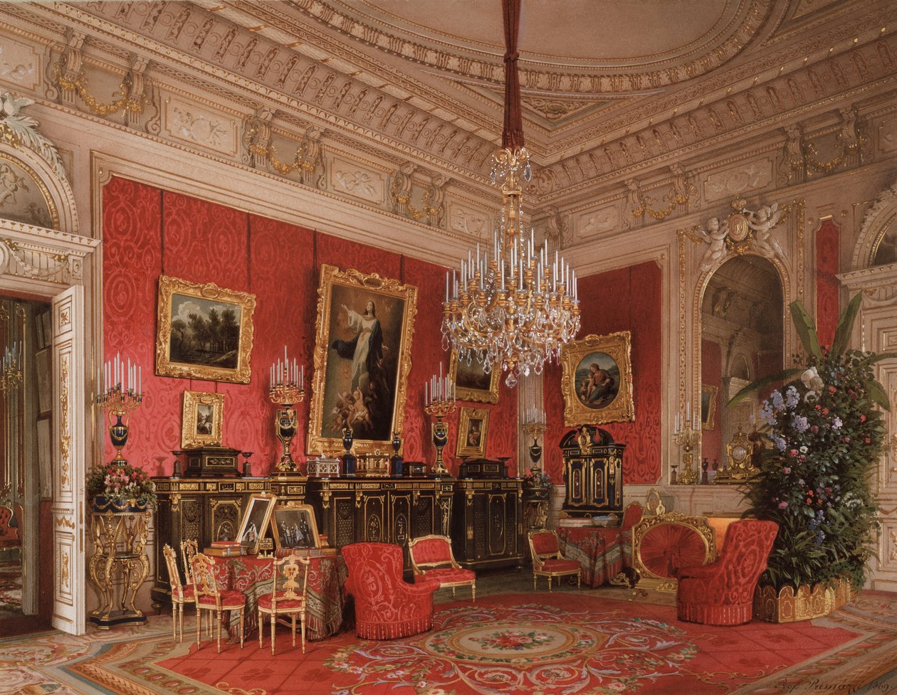 Interiéry Zimního paláce. Studie císařovny Marie Alexandrovny, 1869 od Ludwig Premazzi