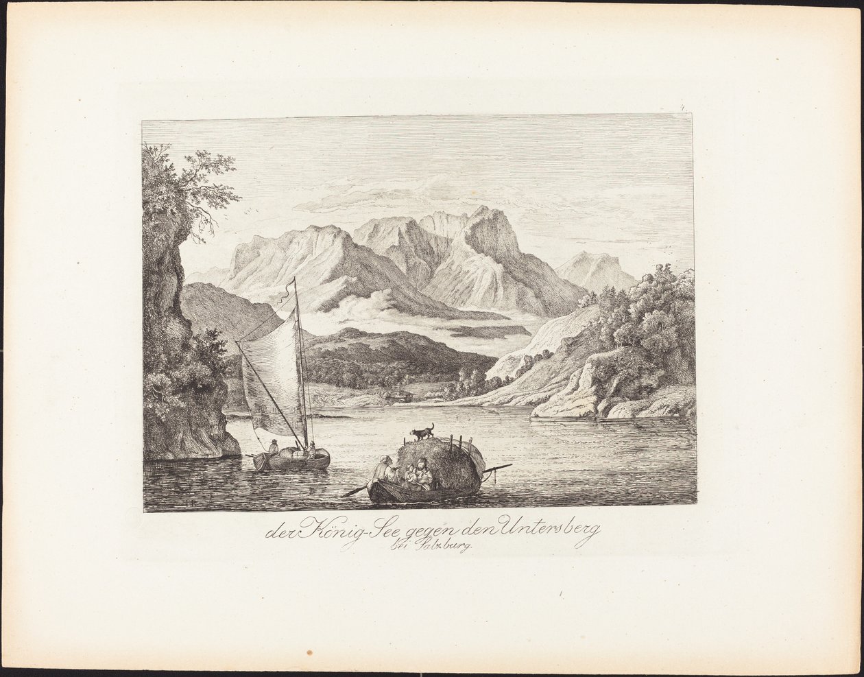 König-See směrem na Untersberg u Salzburgu od Ludwig Richter