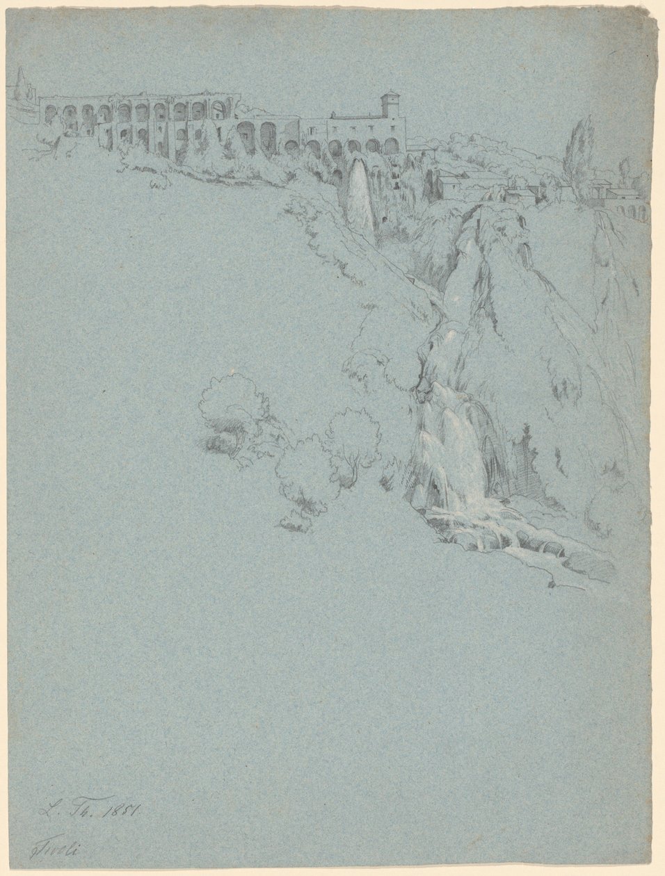 Vodopád v Tivoli s vilou Maecenas od Ludwig Thiersch