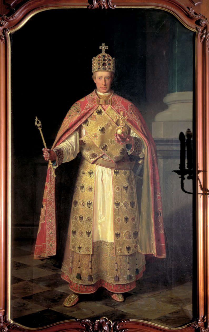 František II., císař Svaté říše římské, s císařskými insigniemi od Ludwig or Louis Streitenfeld