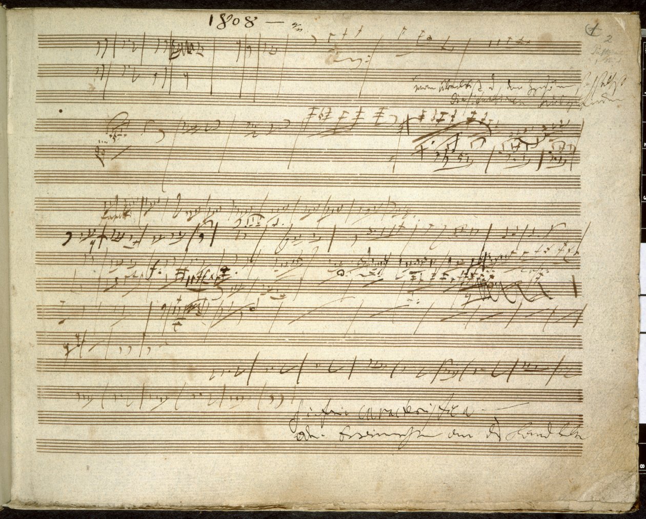 Přidat. 31766, f.2 Symfonie č. 6 F dur, op. 68 také známý jako Pastorační symfonie (inkoust na papíře) od Ludwig van Beethoven