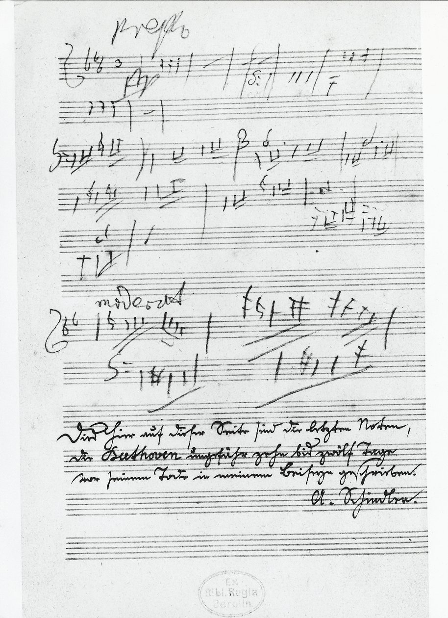 Poslední stránka hudby německého skladatele Ludwiga van Beethovena (1770-1827) od Ludwig van Beethoven