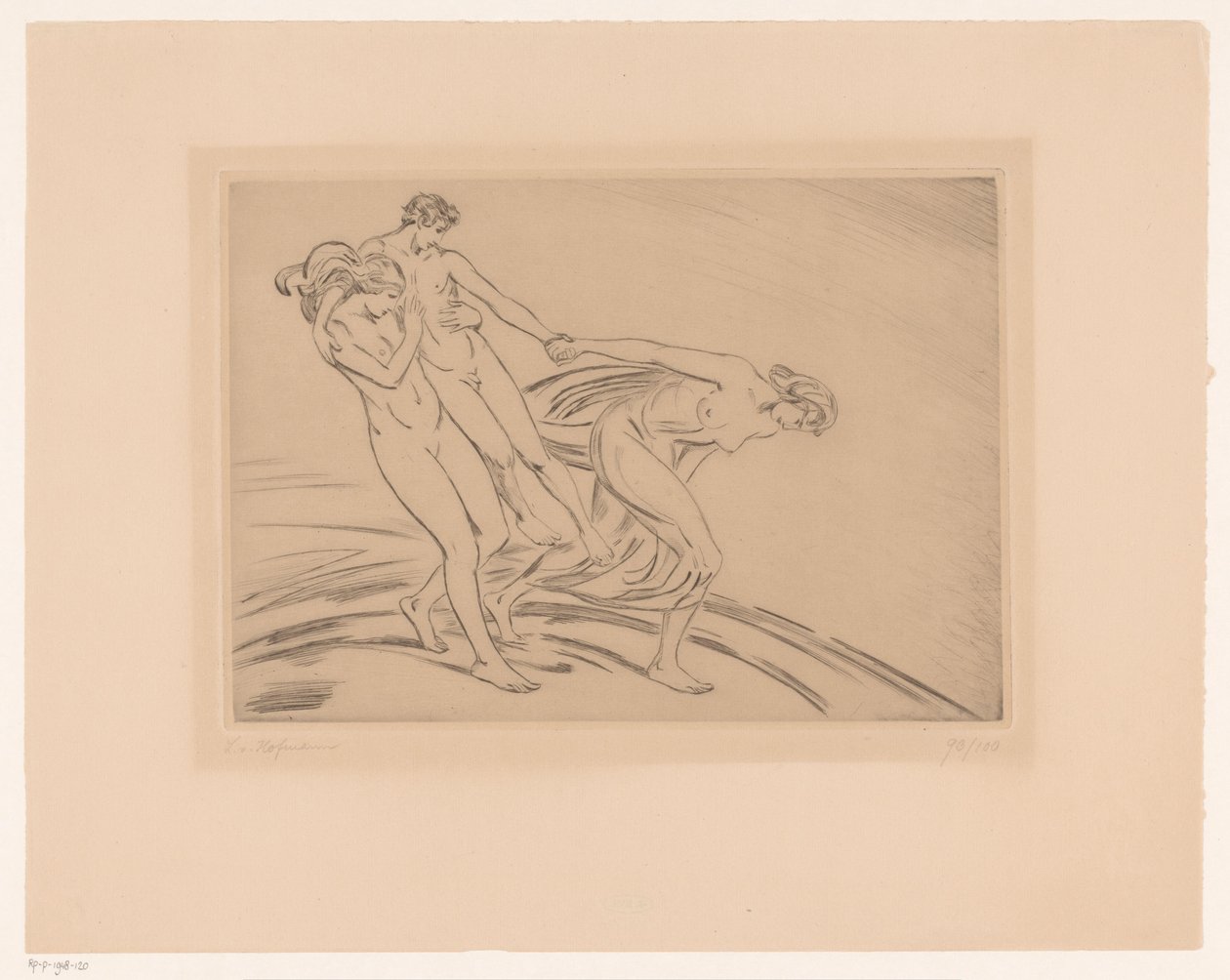 Dvě ženy unesou muže od Ludwig von Hofmann (signed by artist)