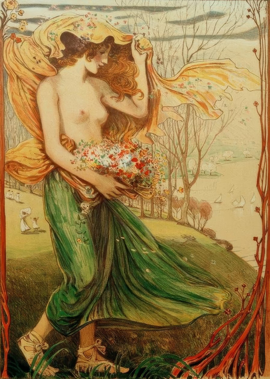 Flora (zásnubní obrázek) od Ludwig von Hofmann