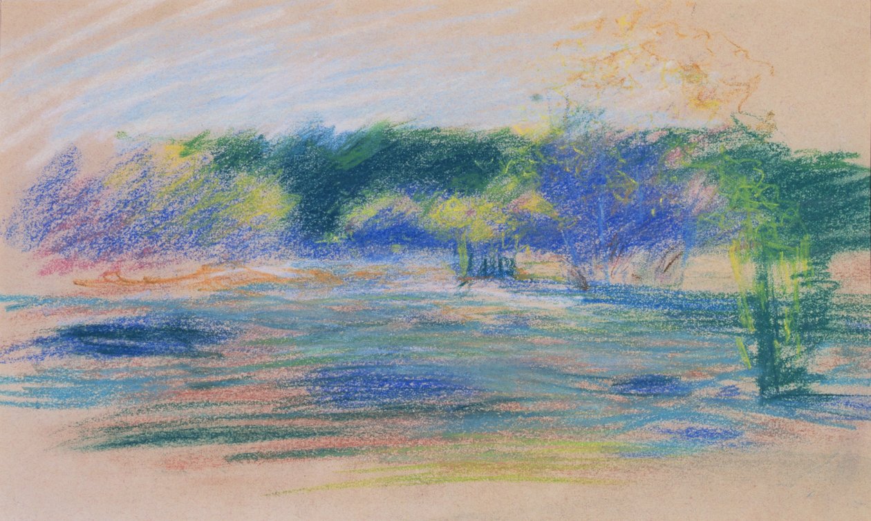 Krajina s výhledem na les (pastel) od Ludwik de Laveaux