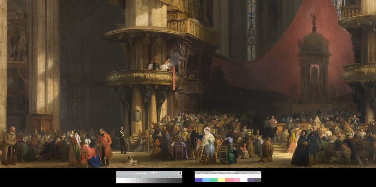 Interiér milánské katedrály, Itálie, 1840 od Luigi Bisi