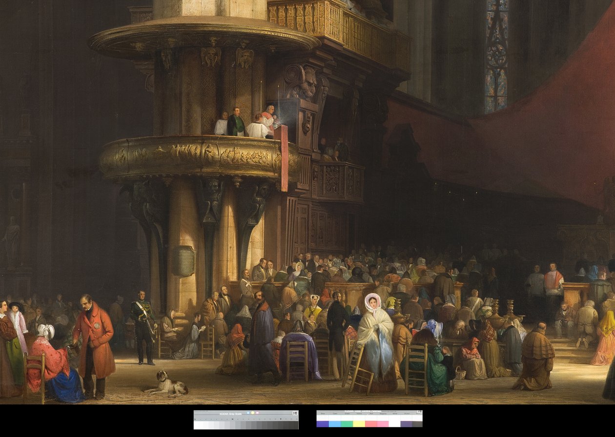 Interiér milánské katedrály, Itálie, 1840 od Luigi Bisi