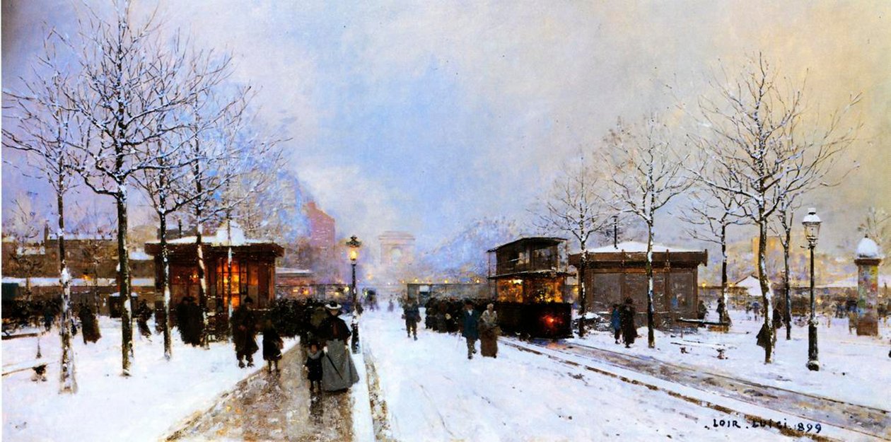 Porte Maillot v zimě, Paříž, 1899 od Luigi Loir