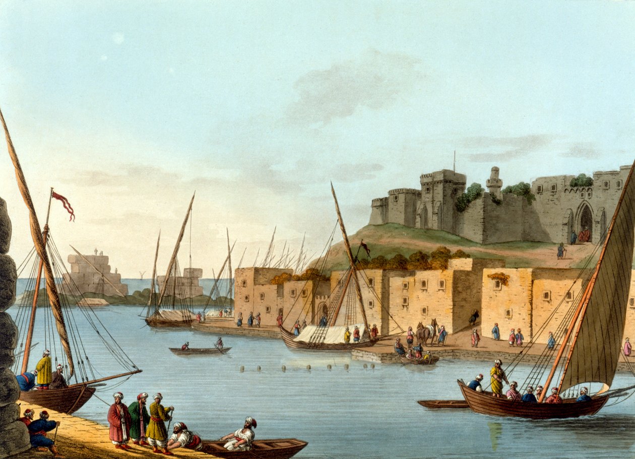 Hrad na ostrově Torosa, vyrytý William Watts (1752-1851), 1805 od Luigi Mayer