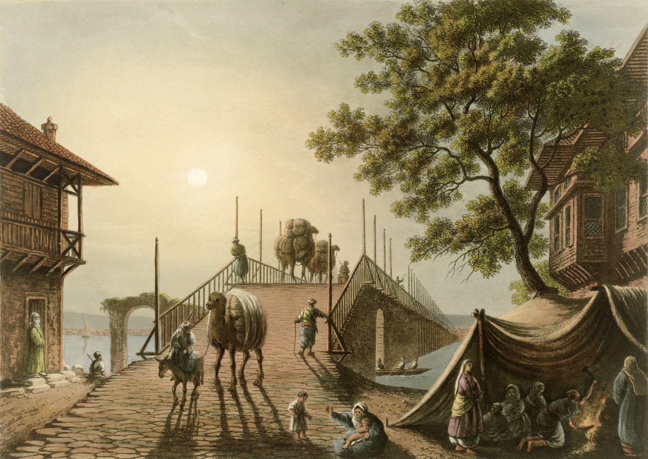 Ponte Piccolo v Rumunsku, deska 9 z knihy "Views in the Ottoman Dominions", vyd. R. Bowyer, 1809 (akvatinta) od Luigi Mayer