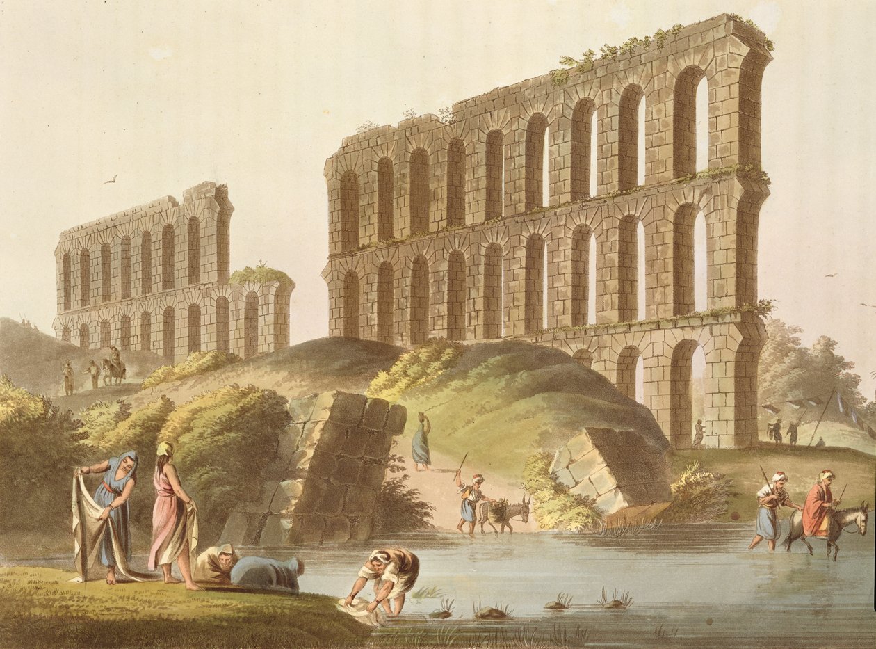 Zřícenina velkého akvaduktu ve starověkém Kartágu, deska 23 z knihy "Pohledy do Osmanské říše", vydal Robert Bowyer (1758-1834) 1803 (akvatinta) od Luigi Mayer