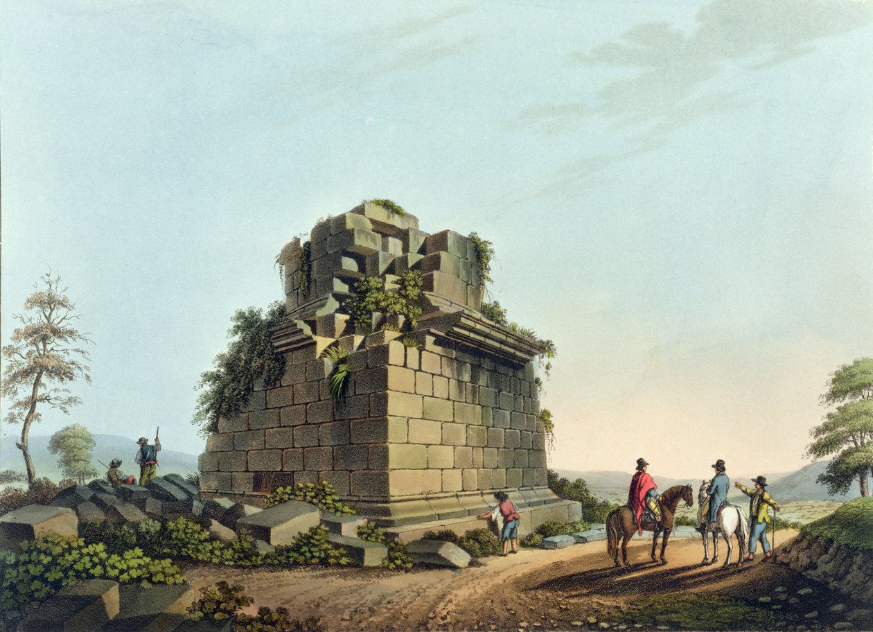 Podstavec kolosálního sloupu u Syrakus, deska 28 z knihy "Views in the Ottoman Dominions", vyd. R. Bowyer, 1809 (akvatinta) od Luigi Mayer