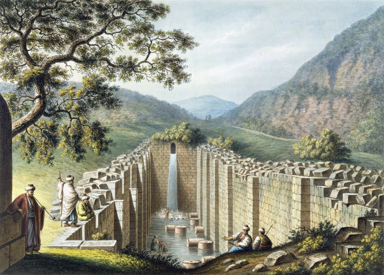 Fontána Siloa, Jeruzalém, hospoda. William Watts, 1801 od Luigi Mayer