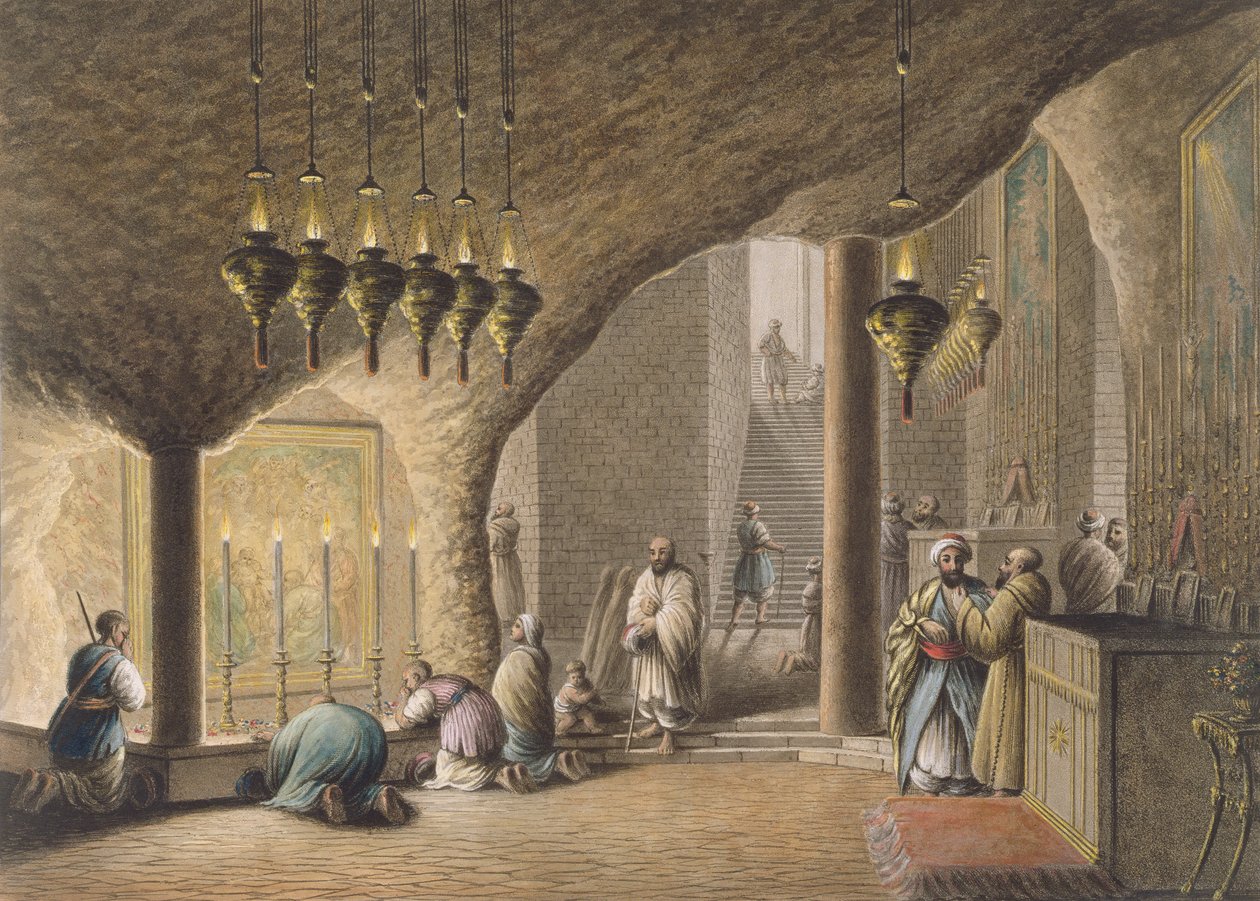 Jeskyně Narození Páně, Betlém, hospoda. William Watts, 1802 od Luigi Mayer