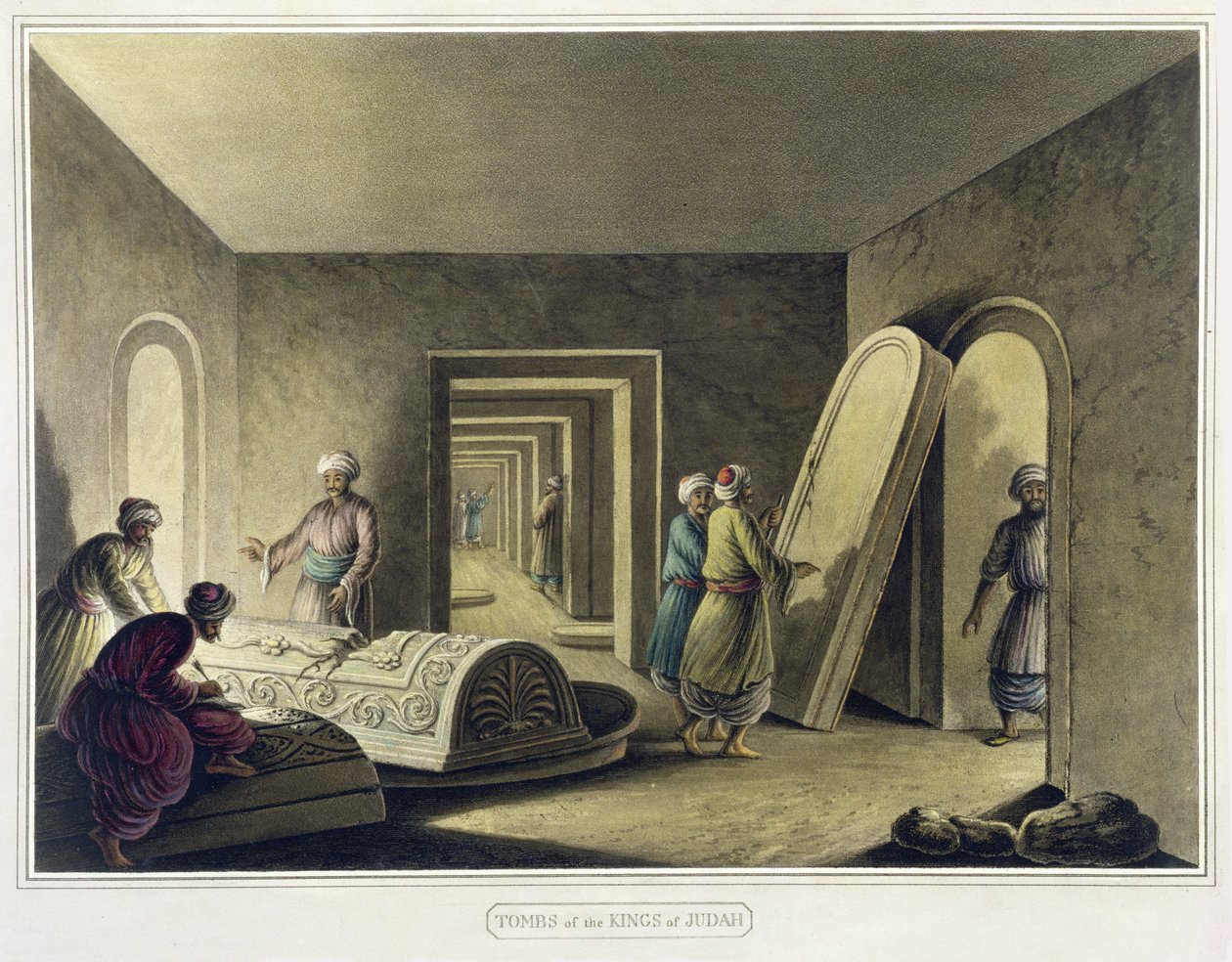 Hrobky judských králů, Jeruzalém, hospoda. William Watts, 1805 od Luigi Mayer