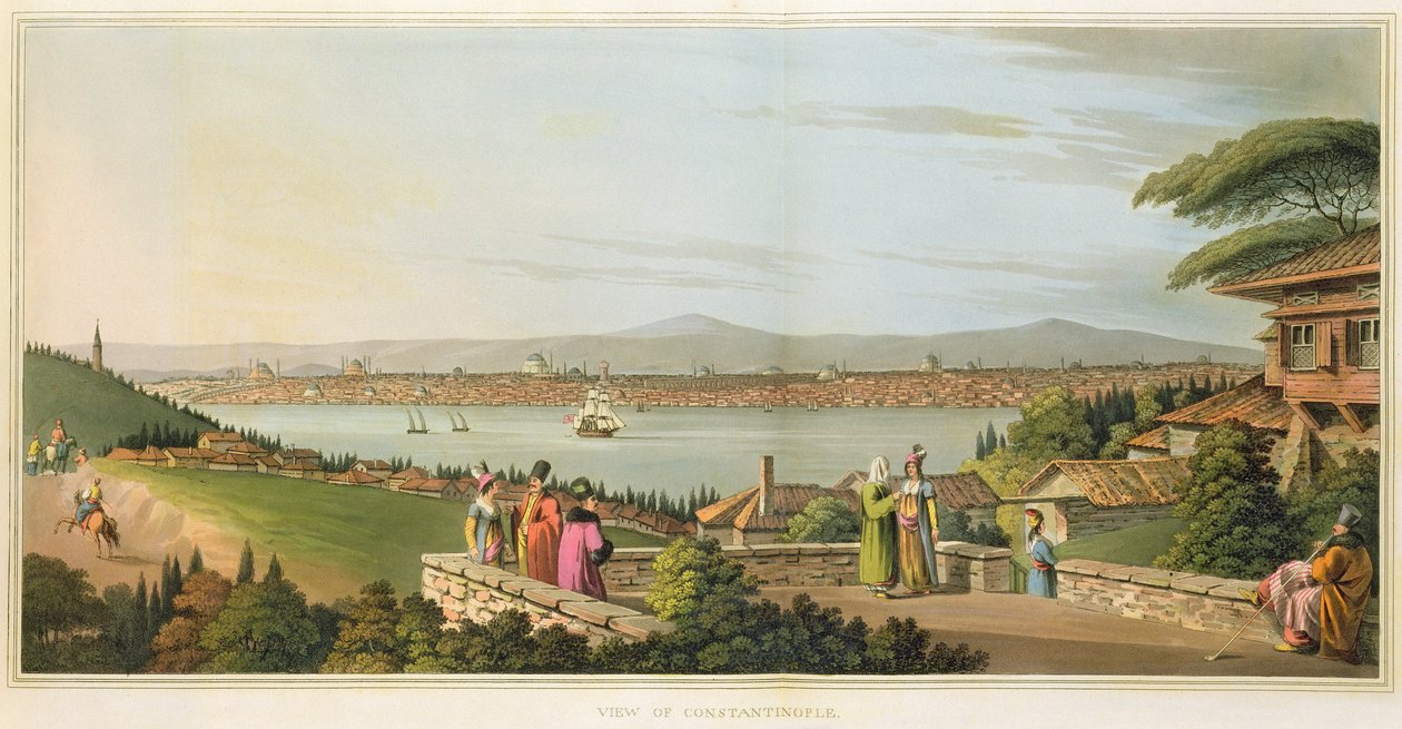 Pohled na Konstantinopol, deska 1 z hospody „Pohledy v Osmanské nadvládě“. Robert Bowyer (1758-1834) 1809 (akvatinta) od Luigi Mayer