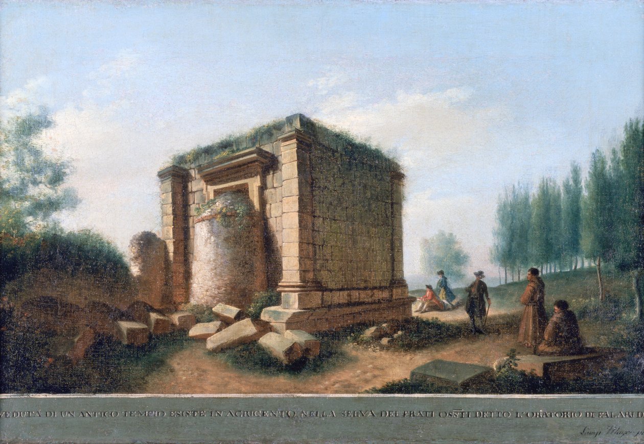 Pohled na starověký chrám v Agrigentum, c.1776-92 od Luigi Mayer