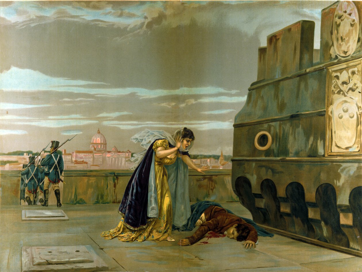 Scéna z "Tosca" od Giacoma Pucciniho od Luigi Morgari