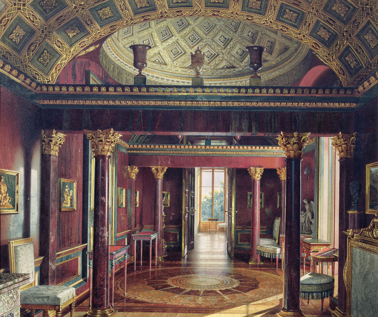 Achátový pokoj v Kateřinském paláci v Carskoje Selo, 1859 (wc a bílá barva na papíře) od Luigi Premazzi
