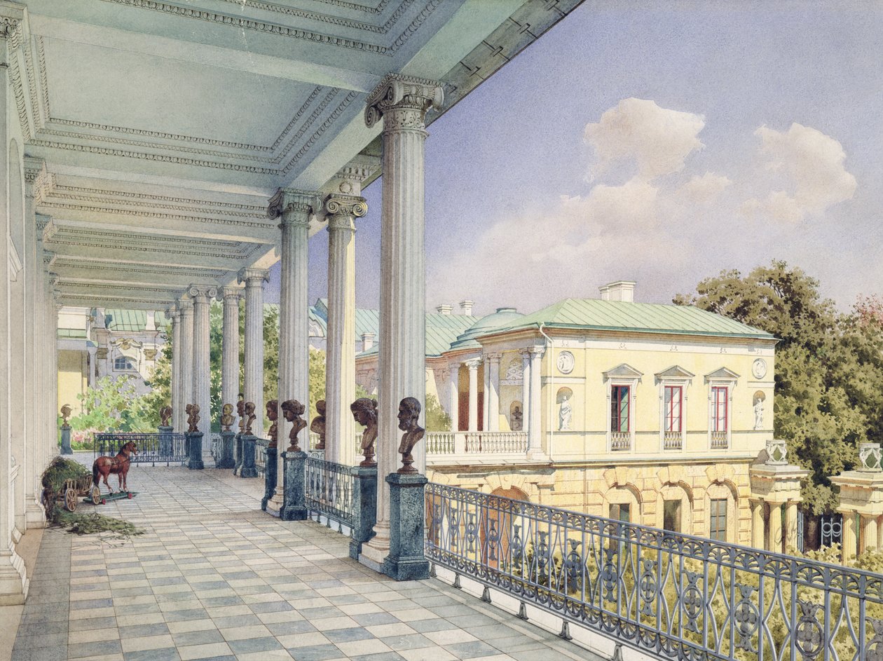 Galerie Cameron v Carskoje Selo, 1859 (wc a bílá barva na papíře) od Luigi Premazzi