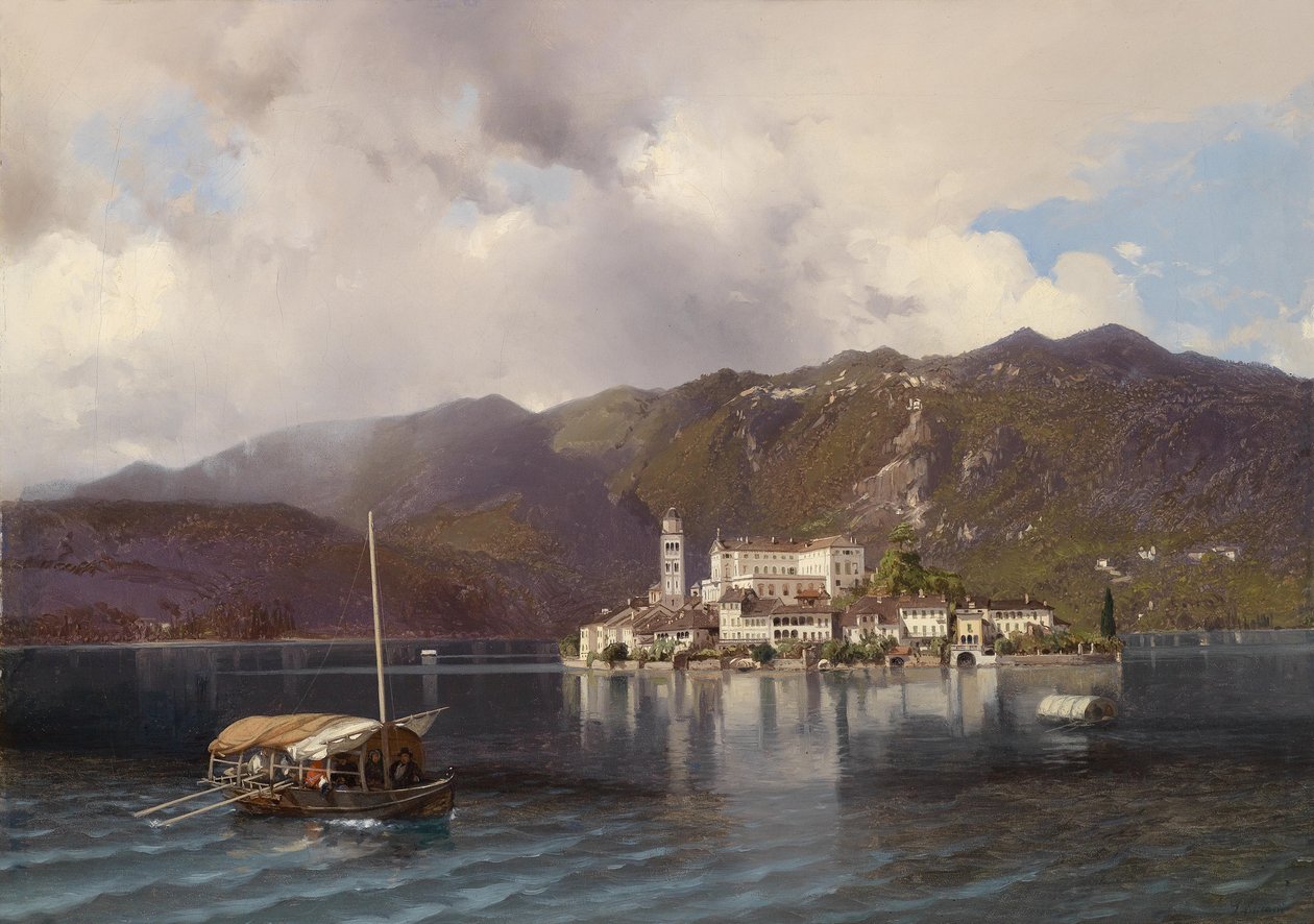 Pohled na Isola San Giulio v jezeře Orta / Piemontu od Luigi Riccardi