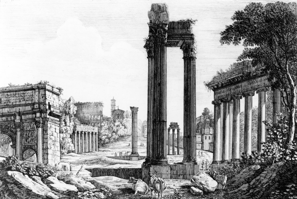 Celkový pohled na Forum Romanum, 1817 od Luigi Rossini