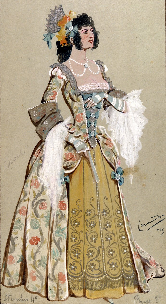 Kostýmní návrh hraběnky Almavivy z „Figarovy svatby“, 1905 od Luigi Sapelli Caramba