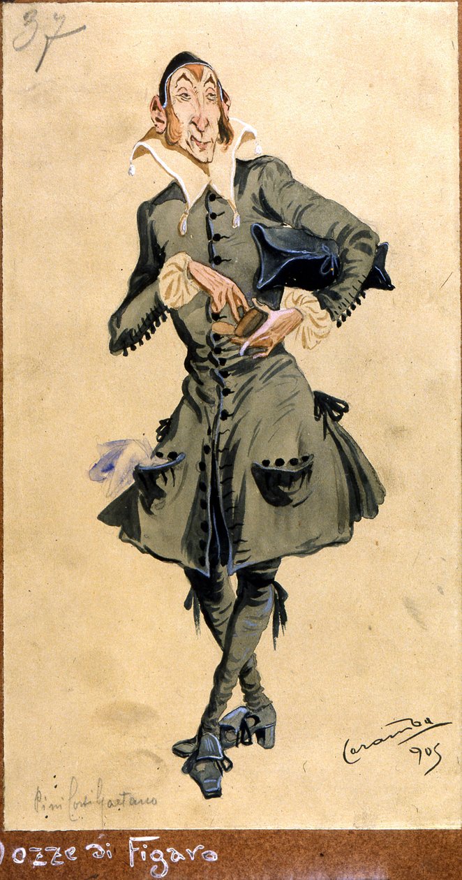 Kostýmní návrh pro Basilio, z "Figarova svatba", 1905 od Luigi Sapelli Caramba