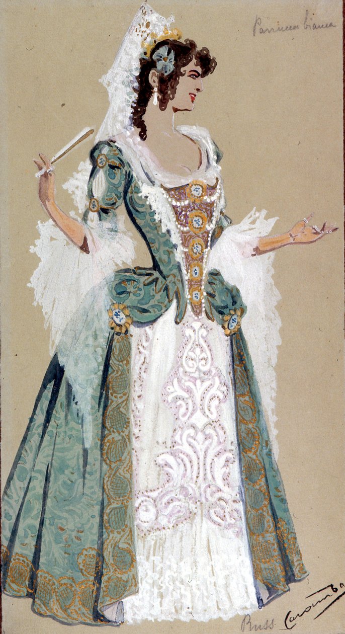 Kostýmní návrh hraběnky Almaviva z Figarovy svatby, 1905 od Luigi Sapelli Caramba
