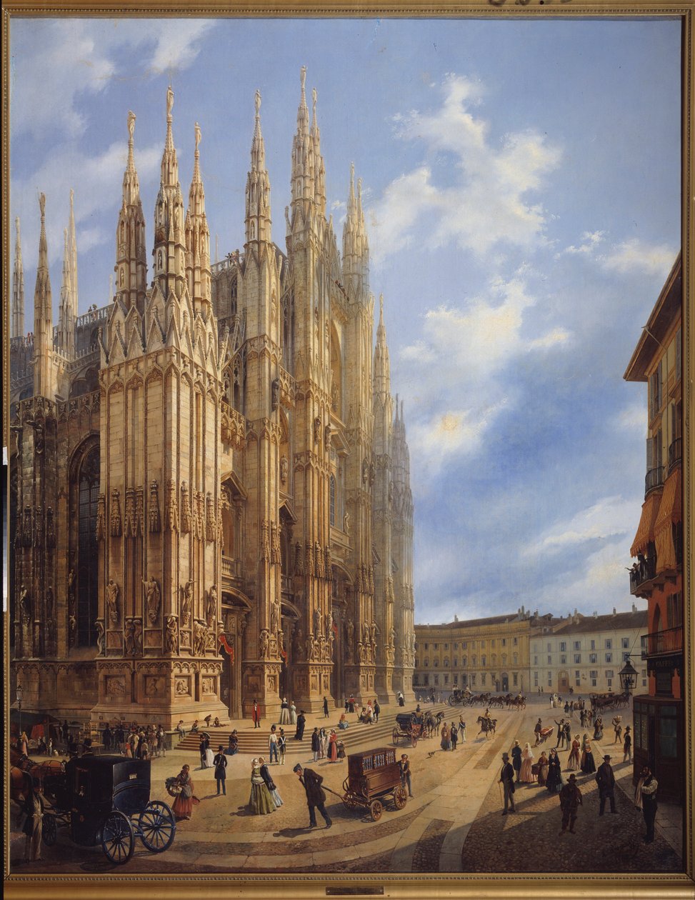 Katedrála (Duomo) v Miláně (Itálie). Obraz Luigi Premazzi (1814-1891), olej na plátně od Luigi Premazzi