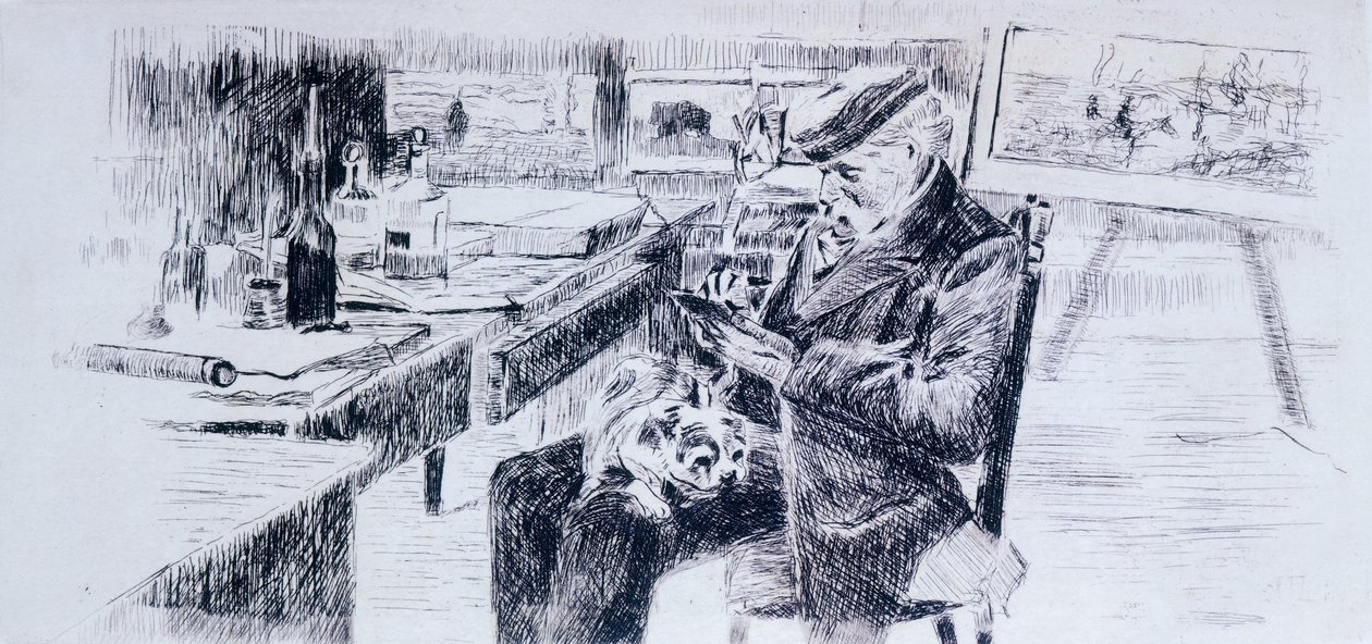 Portrét malíře, Giovanni Fattori od Luigiho Leviho (1858-1860 - 1939), kresba od Luigi Levi