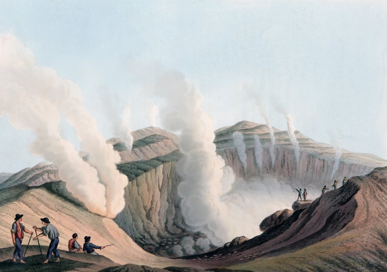 Kráter na ostrově Vulcano v Tyrhénském moři, Itálie od Luigi (after) Mayer