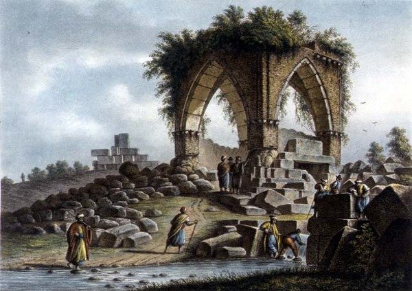 Fontána hadů, Sýrie, hospoda. od Williama Wattse od Luigi (after) Mayer