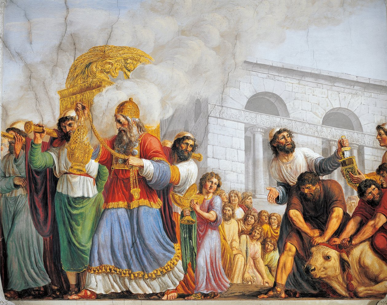 Itálie, Florencie, Palazzo Pitti, David doprovází přepravu Ark of Covenant od Luigi Ademollo