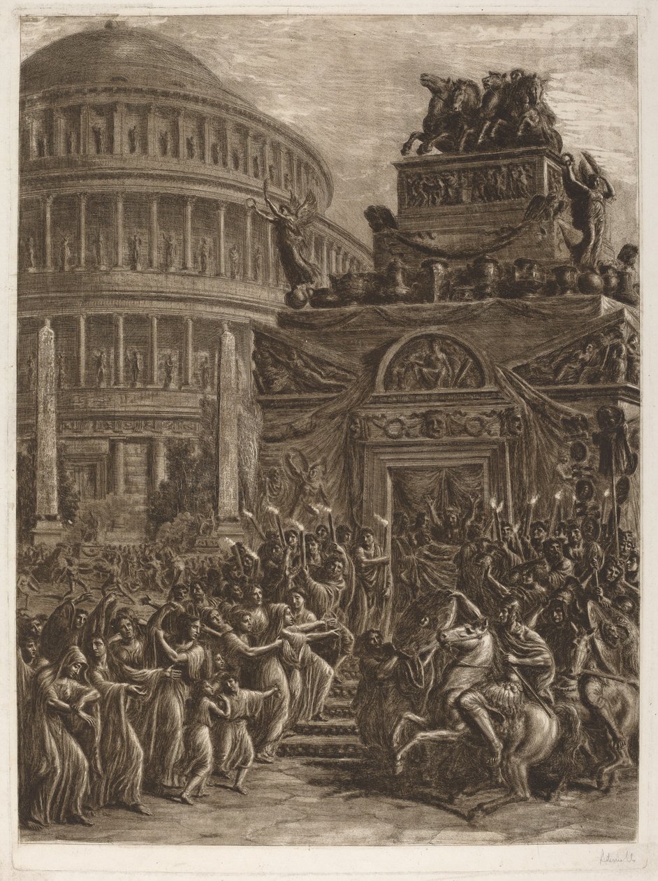 Hadriánovo tělo ležící ve státě vedle jeho mauzolea, konec 18.-začátek 19. století. od Luigi Ademollo