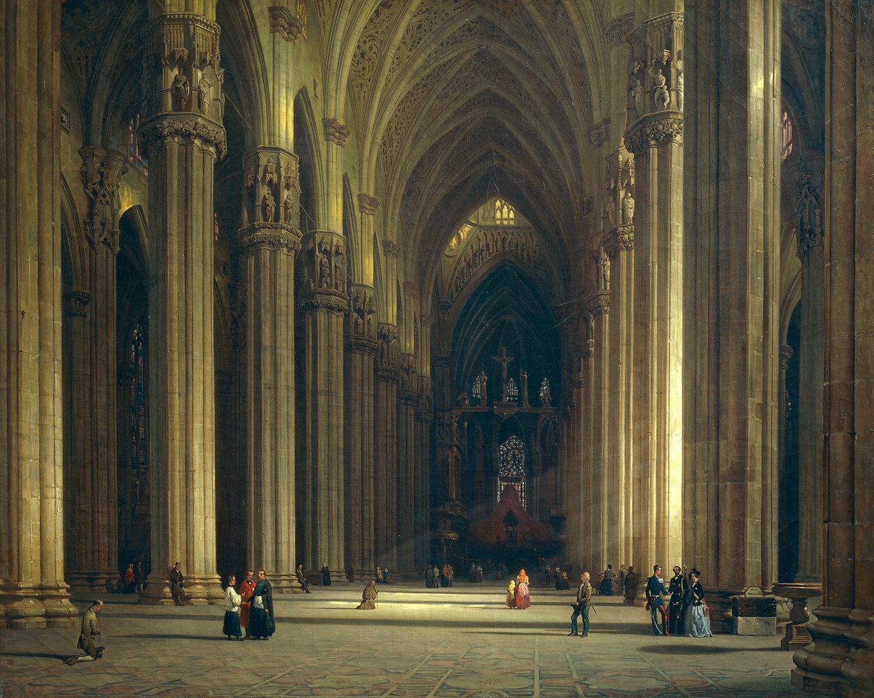Interiér milánské katedrály (Milano Duomo), Luigi Bisi (1814-1886) od Luigi Bisi
