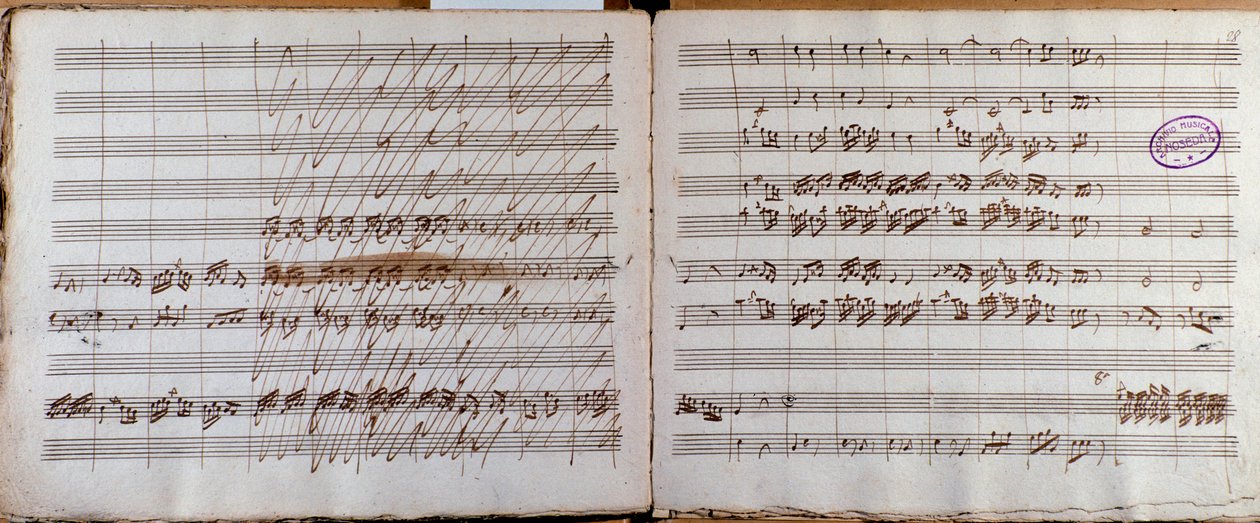 Dvoustrana, podepsána autorem partitury ke Koncertu pro violoncello a orchestr Es od Luigiho Boccheriniho od Luigi Boccherini